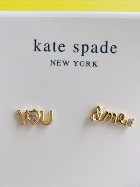 kate spade gold-tone 'YOU' and '& me' Script Stud Earrings